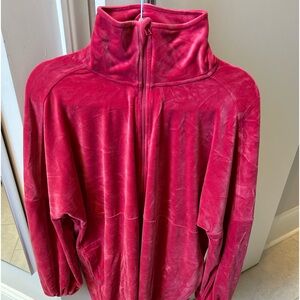 Anthropologie Saturday Sunday Knee Length 1/2 Zip Raspberry Velour Tunic